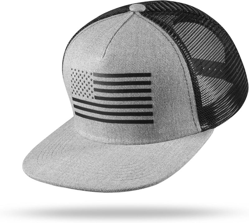 UALON Baseball Cap, Snapback Trucker Hat for Men & Women with American Flag and Adjustable, Breathable Mesh, Flat Bill Hats - Image 2